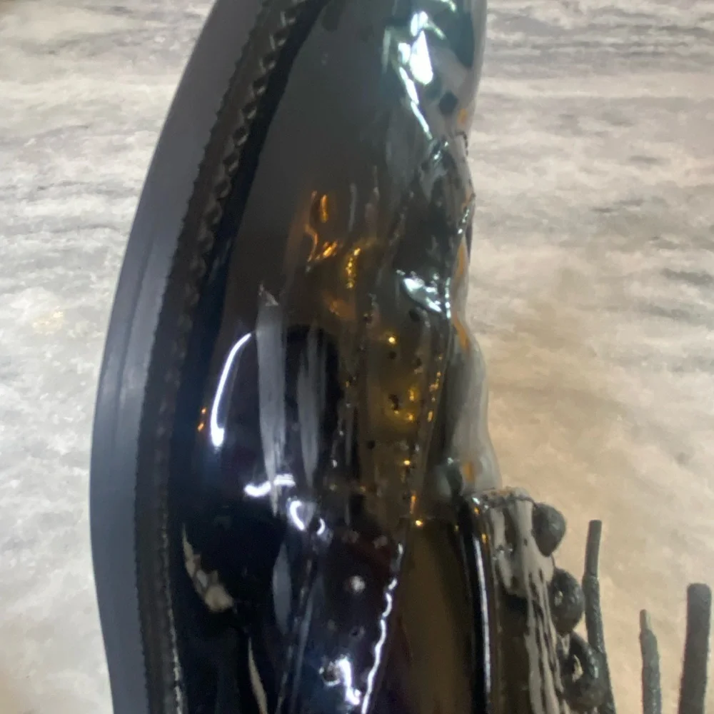 Unisex Black Patent Leather Oxford Shoes Men’s Lace-Up